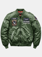 Blouson aviateur à col de base-ball zippé avec broderie dinsigne de lettre pour homme avec poche