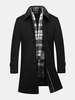 Blouson en laine noir élégant avec capuchon mi-long pour homme