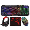 BlueFinger Gaming Keyboard Mouse Headset Combo USB Filaire Crack Rétroéclairé Clavier 114 Touches Lettres Glow LED Clavi