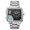BOAMIGO F930 Creative Hommes Montre Numérique Grand Cadran Double Fuseau Horaire LED Lumière Date Semaine Affichage Brac