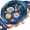 BOAMIGO F940 montre numérique analogique double fuseau horaire en cuir Bande LED montre-bracelet homme léger