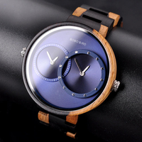 BOBO BIRD W-R10 Deux fuseaux horaires Montre créative en bois Femmes Hommes Montres à quartz
