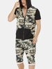 Body de nuit à manches courtes imprimé camouflage pour hommes