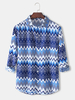 Bohemia Colorful Chemises décontractées à manches longues à imprimé chevron pour hommes
