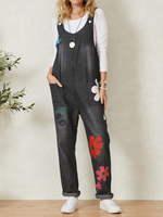 Bohemia Colorful Combinaison décontractée avec poche à imprimé calicot pour femme