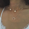Bohemian Moon - Collier multi-couches avec pendentif rond en alliage pour femmes