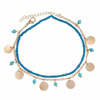 Bohème femmes Bracelet de cheville Summer Beach multicouche perles bleues pièce pendentif cheville bracelets anneau
