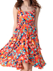 Bohème femmes sangle motif fleur impression plage robe trapèze