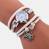 Bohème mignon hibou bracelet en cuir montre ethnique métal strass multi-couches montres-bracelets