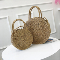 Bohême Rotin Sac De Paille Femmes Sac À Main De Paille Round Beach 110cm Longueur Polyester
