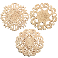 Bois Sculpté Onlay Applique Non Peint Fleur Motif Meubles Cadre Porte Décor 15cm