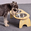 Bol pour animaux de compagnie en acier inoxydable avec mangeoire en bois de haute qualité pour chiens,  chats et animaux