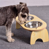 Bol pour animaux de compagnie en acier inoxydable avec mangeoire en bois de haute qualité pour chiens,  chats et animaux