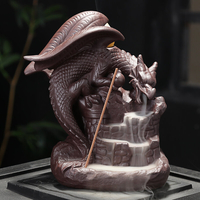 Bon augure Dragon Pourpre Sable Fumée Backflow Burner Encens Creative Aromatherapy Censer Décorations