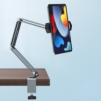 Boneruy Support de téléphone/tablette à bras long avec rotation à 360 ° Conception à trois arbres Support de lit en alli