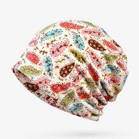 Bonnet bicolore floral en coton à double couche pour femmes