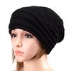 Bonnet Chapeau Unisexe Tricoté Crochet à Rayure Casquette de Tricotage Pliable Elastique Baggy pour Hommes Femmes