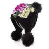 Bonnet chaud en tricot de broderie ethnique grande pivoine pour femmes