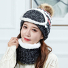 Bonnet chaud hiver Pom Wooly Cap Bonnet Masque Bib Protecteur doreille