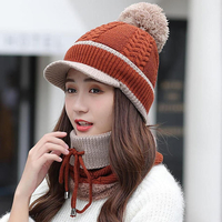 Bonnet et écharpe en laine Beanie Warm Winter Pom Wooly Cap
