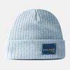 Bonnet homme coton tricoté à rayures couleur contraste lettres patch chapeau de chaleur tout allumette pour femme