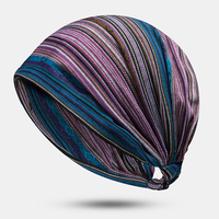 Bonnet rayé multicolore Bonnet écharpe Tête de turban