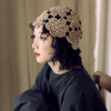 Bonnet tricoté à la main pour femme Bonnet turban pliable décontracté littéraire rétro