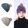 Bonnet tricoté à la main pour femmes à la main en jacquard de couleurs mélangées