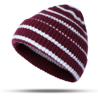 Bonnet tricoté à la mode à rayures épaissies unisexe