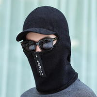 Bonnet tricoté pour homme,  écharpe chaude et épaisse à glissière,  ensemble de chapeaux,  écharpe en laine