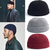 Bonnet unisexe en laine tricotée de couleur unie