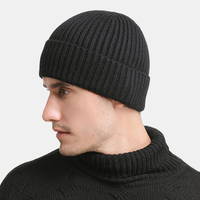 Bonnet unisexe en laine tricotée de couleur unie