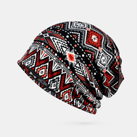 Bonnetàmotifgéométriqueencoton pour femmes hiver