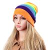 Bonnets de femmes rayés Rainbow couleurs chapeau Bonnets en coton tricoté Beanie Bonnet Gorro