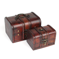 Boîte à bijoux en bois vintage cas de rangement antique