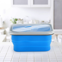 Boîte à lunch pliable en silicone KC-FY02 Conteneur pliable pour bento sans BPA avec vaisselle