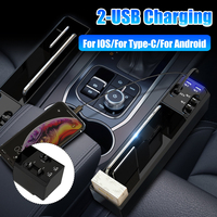 Boîte daccoudoir de voiture noire universelle 2-USB,  pour IOS / pour TYPE-C / pour boîte de rangement Android
