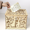 Boîte de carte de voeux de mariage Boîte en bois Serrure Décoration de fête de mariage Caisse dargent
