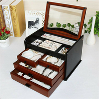 Boîte de rangement de bijoux en bois Boîte multifonctionnelle de montre de bijoux en bois massif