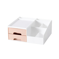 Boîte de rangement de bureau grande capacité 2 tiroirs 7 grilles cosmétique maquillage organisateur stylo crayons papete