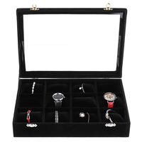 Boîte de rangement de montre de velours de boîte de rangement de montre de boîte de rangement de bijoux de 12 grilles 35