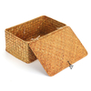 Boîte de rangement panier à linge tissé à la main de paille tissé à la maison stockage de vêtements avec couvercle