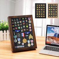 Boîte en bois de cadre de stockage de vitrine de médaille de Pin pour des décorations de bureau de Tenture murale