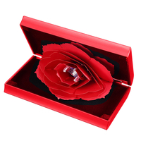 Boîte à bagues pliante rectangulaire en forme de cercle de roses anniversaire