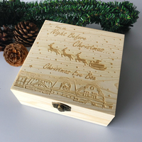 BoîtederéveillondeNoëlgravée de décorations en bois cadeau en bois Noël boîte en bois de r