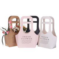 Boîtes à fleurs pliantes en papier demballage floral poignée de cadeau de mariage de fête 10pcs / ensemble