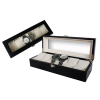 Boîtes de montre de café de 6 fentes avec la boîte de rangement daffichage de bijoux de montre doreiller de fe