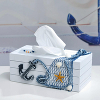 Boîtes de tissu bleu et blanc boîte de papier de serviette de style méditerranéen