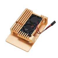 Boîtier en aluminium en alliage métallique doré avec ventilateur pour Raspberry Pi 3B +