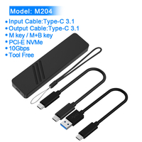 Boîtier SSD Rocketek M204 Boîtier NVME 10 Gbps M.2 vers USB Type C Adaptateur 3.1 pour PCIE NGFF M / B & M Key Disk Box